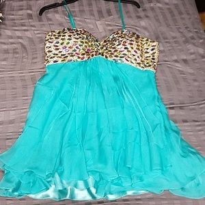 Strapless Short Homecoming Dress - Mermaid Blue